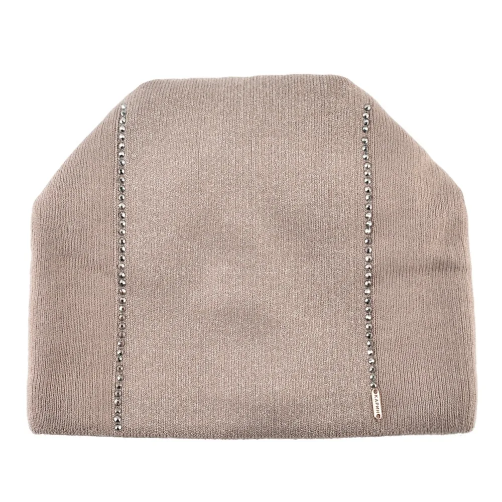 Winter Beanie Women Knitted Wool Hats Female Fashion Skullies Beanies With Rhinestones Solid Color Warm Knit Bonnet Ladies Cap