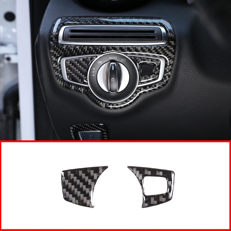 

Для Mercedes Benz C Class W205 2016-2019 зерна головной светильник кнопка включения обложки 3D внутренний Стикеры аксессуары