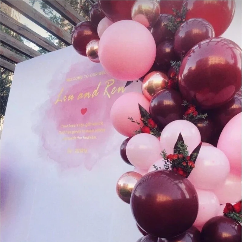 

18 inch balloon latex Wedding decoration 10pcs rose golden/coral red/ruby red/wine red balloons Event Inflatable Air Balloons