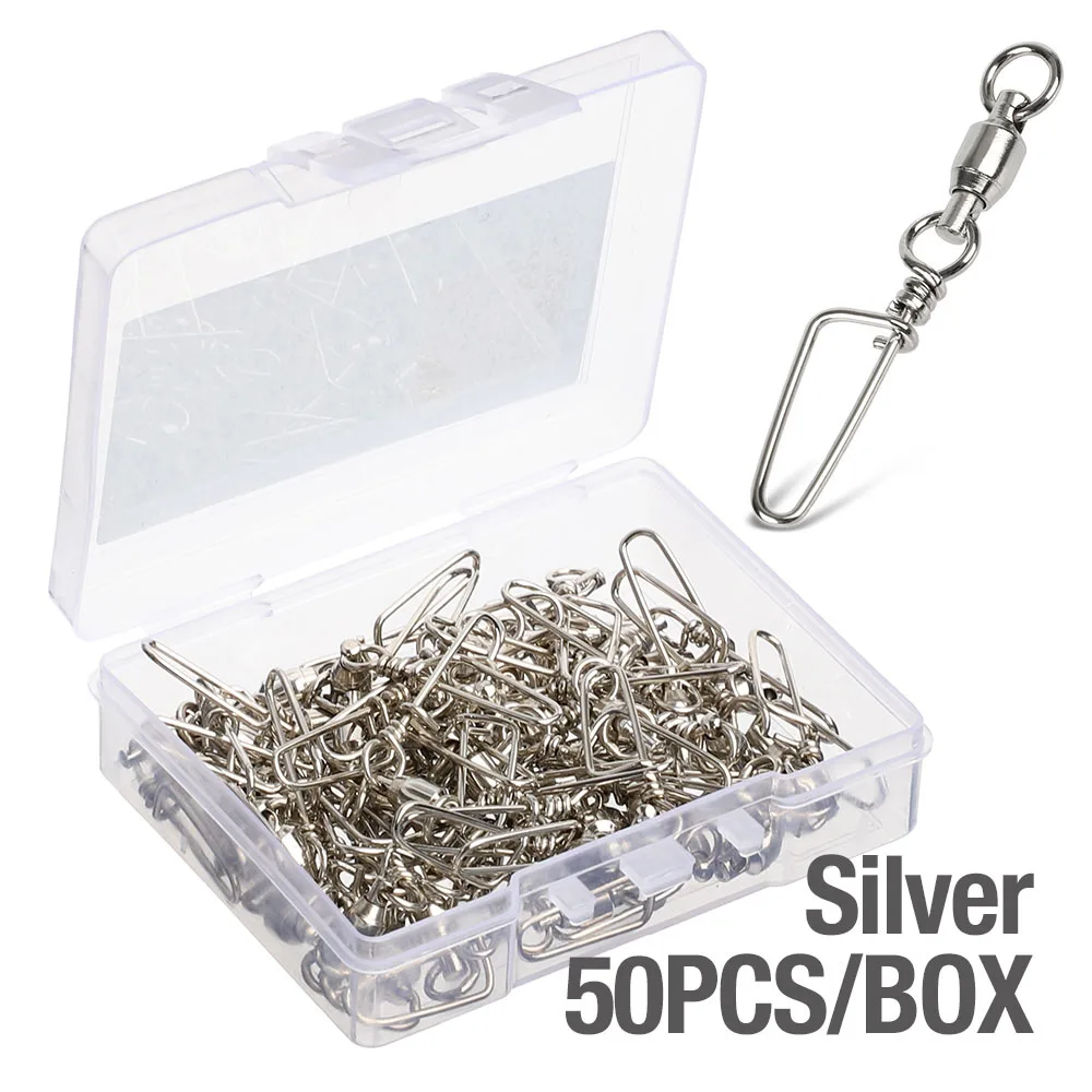 50 PCS Silver DONQL 10/20/50 шт рыболовные Вертлюги разъем шариковый подшипник оснастки 0#6# Вращающийся шарнир для рыболовный крючок Приманка для карпа на рыбалку аксессуары - Цвет: 50 PCS Silver