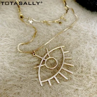 totasally 2021 fashion party double chains necklace hollow eye pendant stars charm false collar necklace pop party neck jewelry