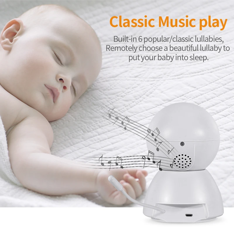 

5 Inch Baby Monitor with 2 Cameras Ptz Video Nanny Remote Video Surveillance Security Baby Lullaby Rohs Thermometer Cry Alarm