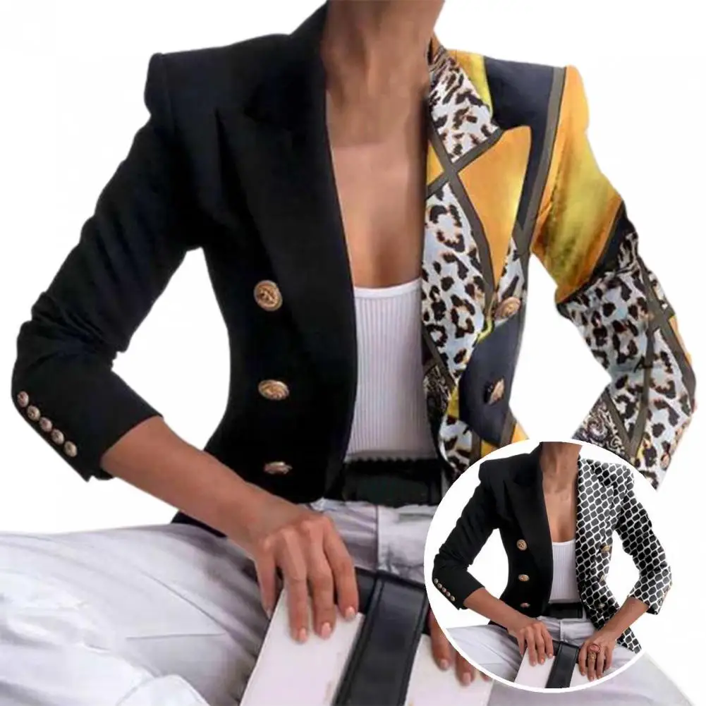 

Office Lady Blazer Leopard Print Unique Print Turndown Collar Blazer Suits Jacket Trendy