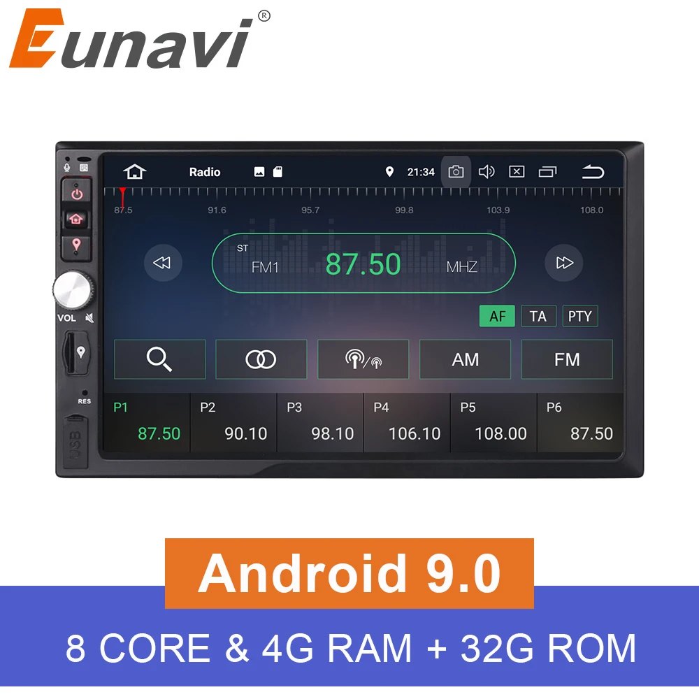 Eunavi 2 Din 7 ''Восьмиядерный Универсальный Android 9 0 4G ram автомобильный Радио Стерео