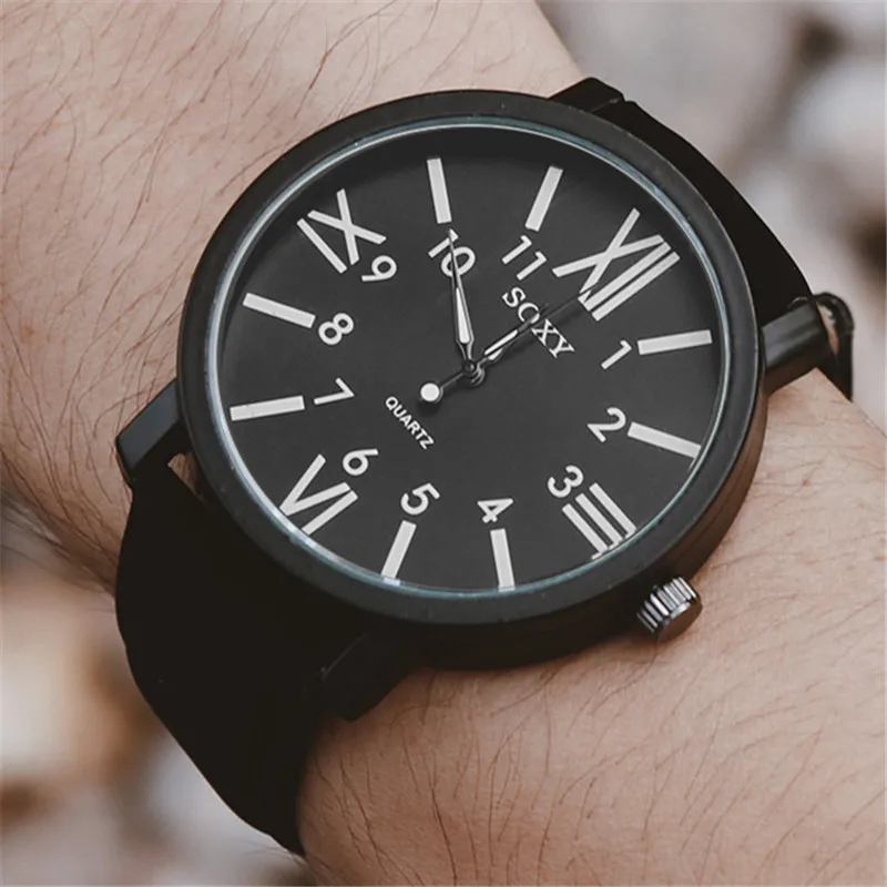 

SOXY Watch Quartz Male Wristwatch Hour Relogio Masculino Men Watch Fashion Pu Leather Watches Analog Military Sports Mens Clock