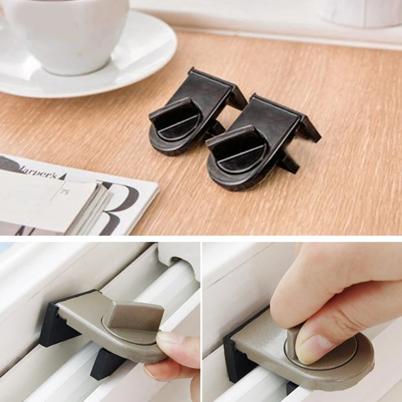 

2 Pcs Window Locks Anti-theft for Child Safety Sliding Door Closets Basement DU55