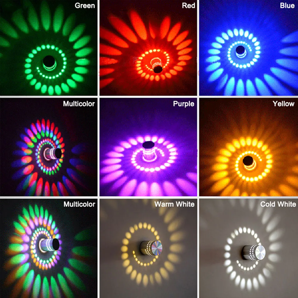 

Алюминиевая СВЕТОДИОДНАЯ настенная лампа RGB KTV, спиральная лампа с пультом дистанционного управления, цветная настенная лампа для вечеринк...