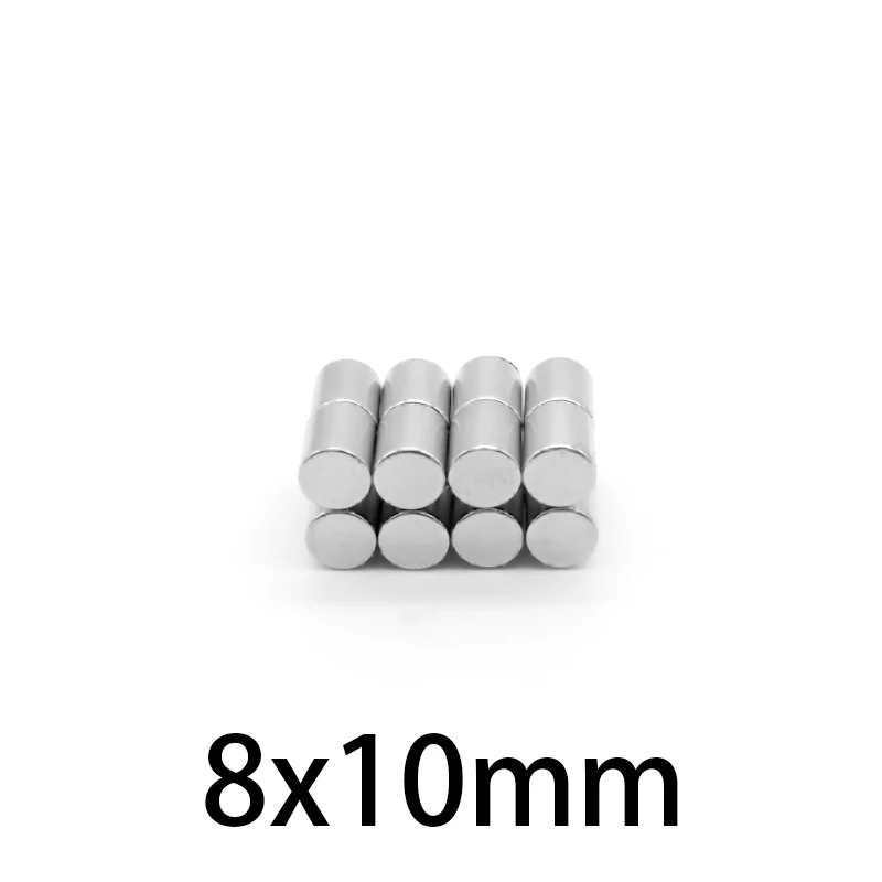 

10-100 шт. 8x10 мм Сильный цилиндр редкоземельный магнит Круглые неодимовые магниты 8 мм x 10 мм маленький магнитный диск 8*10 мм N35