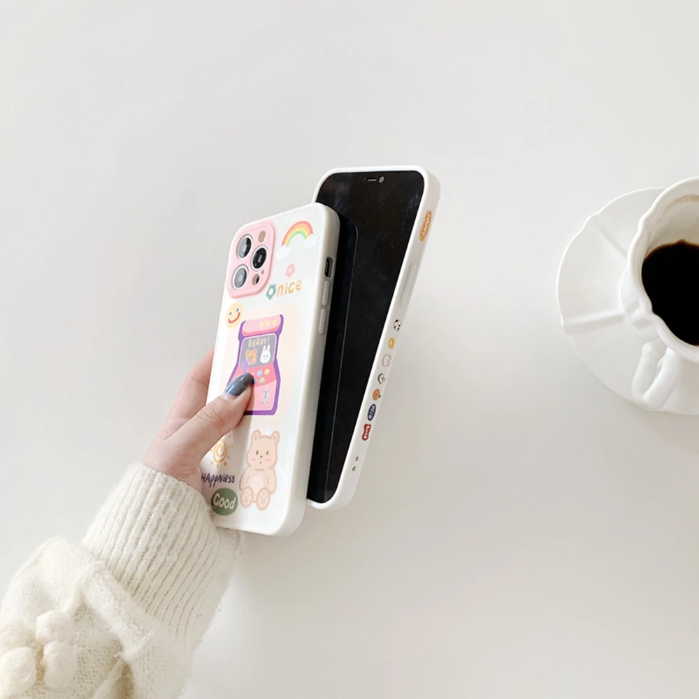 anime cartoon bear cute fruit side frame phone case for iphone 12 11 pro max xr xs max x 7 8 plus se soft silicone cover 12 mini free global shipping