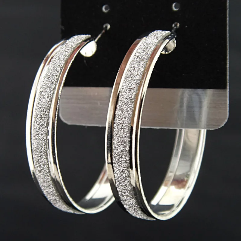 Silver Горячая Распродажа, модные, матовые, серебряные, с радужным принтом, женские большие серьги-кольца, вечерние ювелирные изделия, женские серьги в подарок - Окраска металла: Silver