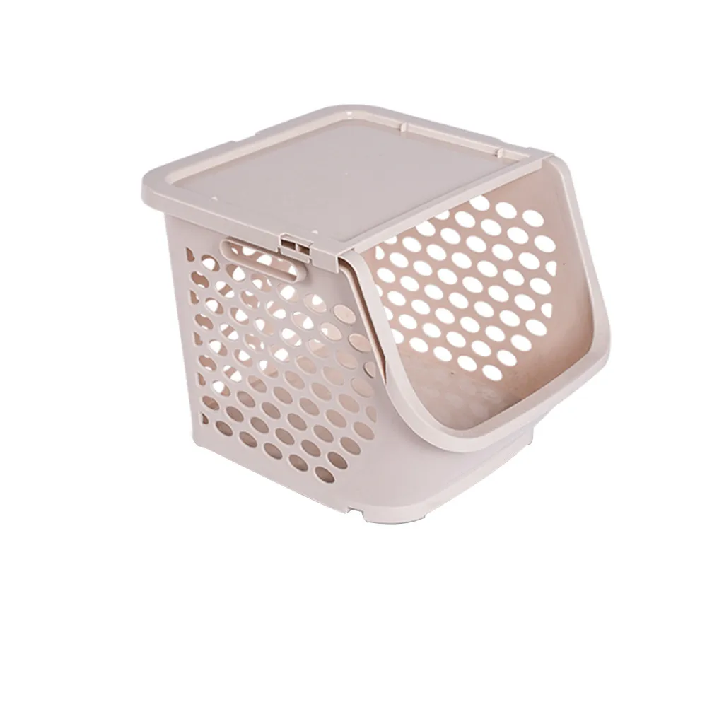 Large storage basket Fruit And Vegetable Basket Storage Basket Thickening Kitchen Bedroom panier de rangement - Цвет: Beige