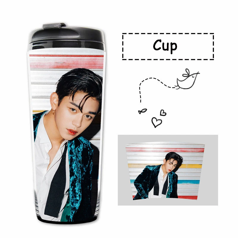 LUCAS Kpop SuperM первый мини альбом водная чашка SuperM BAEKHYUN KAI TAEYONG TAEMIN десять кривая чашка с двойными стенками пластиковая чашка вентиляторы коллекция - Цвет: LUCAS