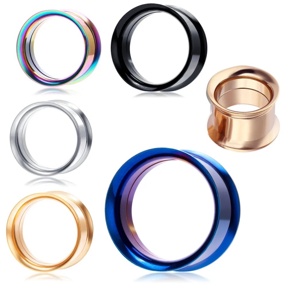 TIANCIFBYJS Innterally Thread, двойные расклешенные ушные наконечники из нержавеющей стали для тоннелей в ушах на теле, расширители, пробки для пирсинга тела, микс 5-20 мм