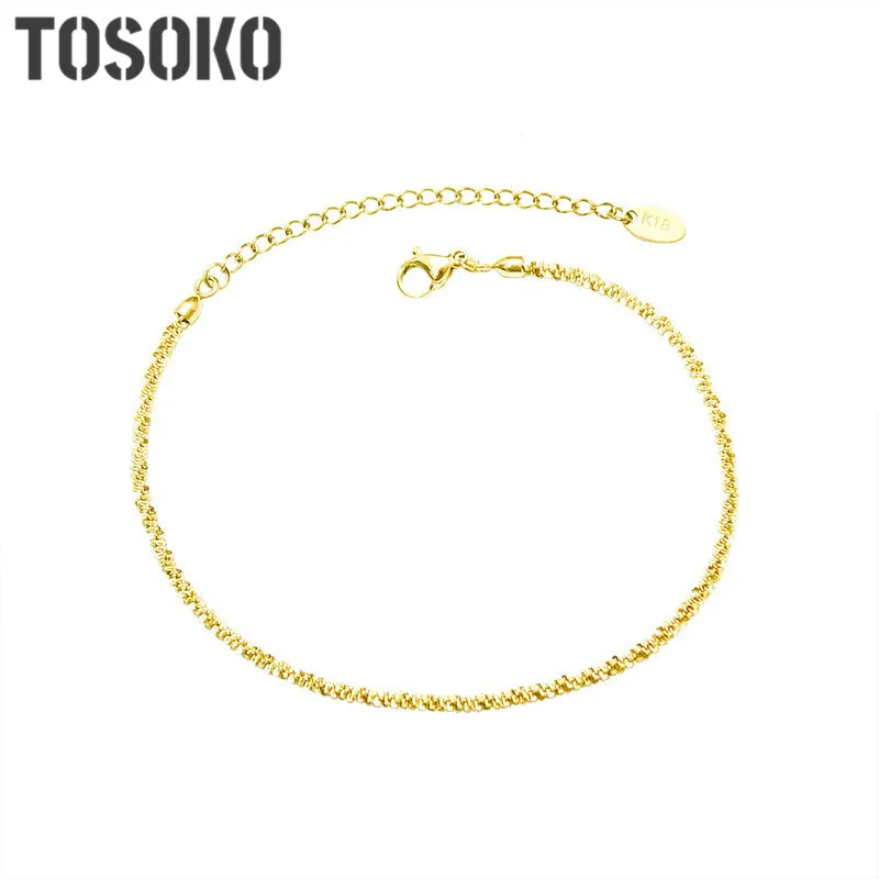 TOSOKO Stainless Steel Jewelry Cauliflower Chain Glittering Anklet Glittering Female Jewelry BSS076