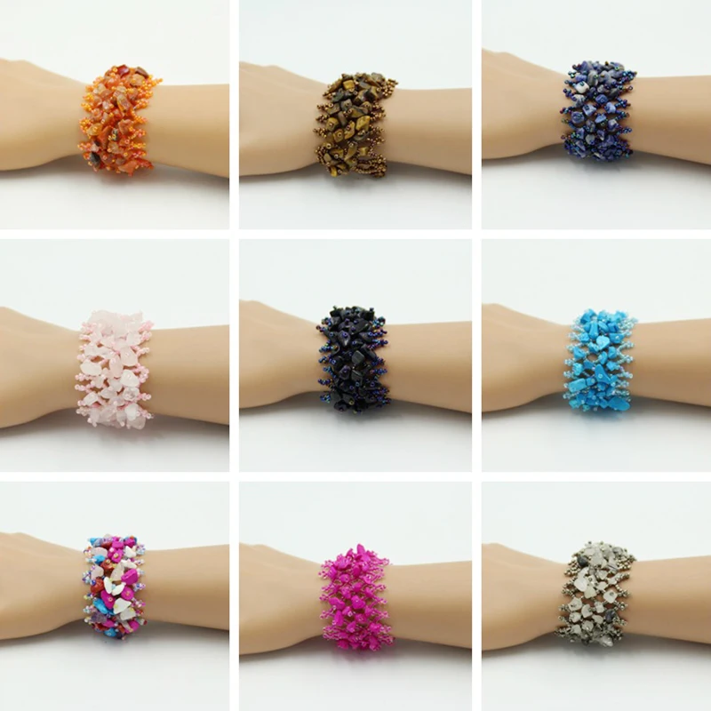 

Potosala Natural Stone Rice Beads Mix Bracelet Bohemian Fashion Vintage Multi Layer Gravel Beaded Women Handmade Jewelry Gift