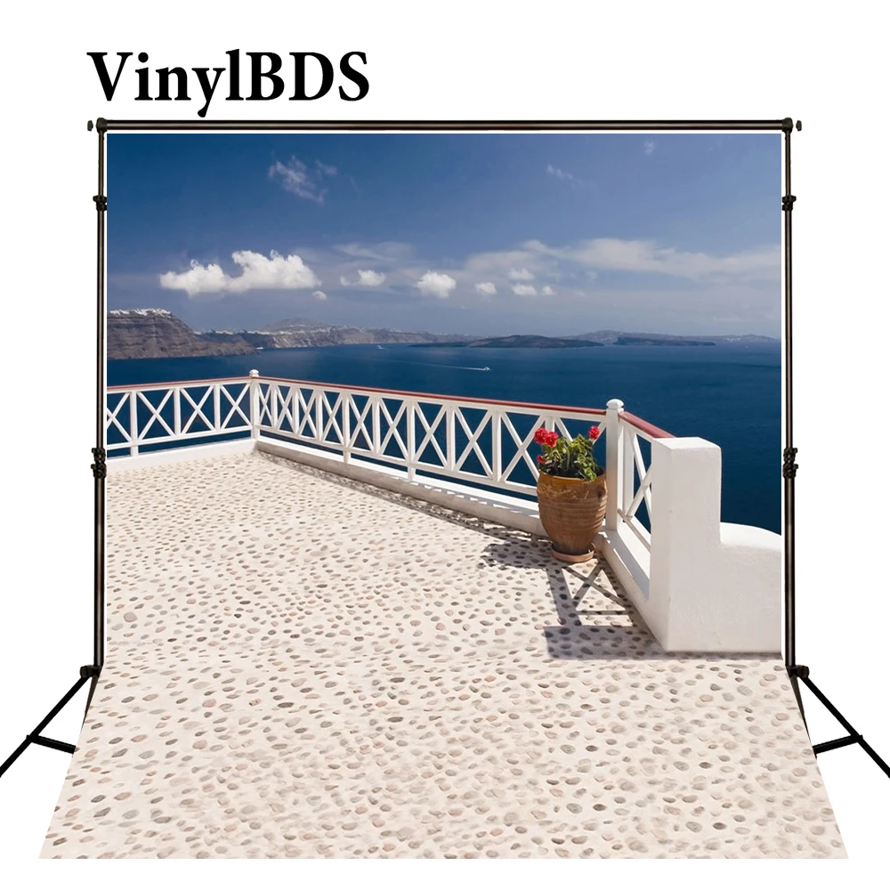 VinylBDS 8x8ft пляж фон море и белое облако текстурированный пол Средиземноморское
