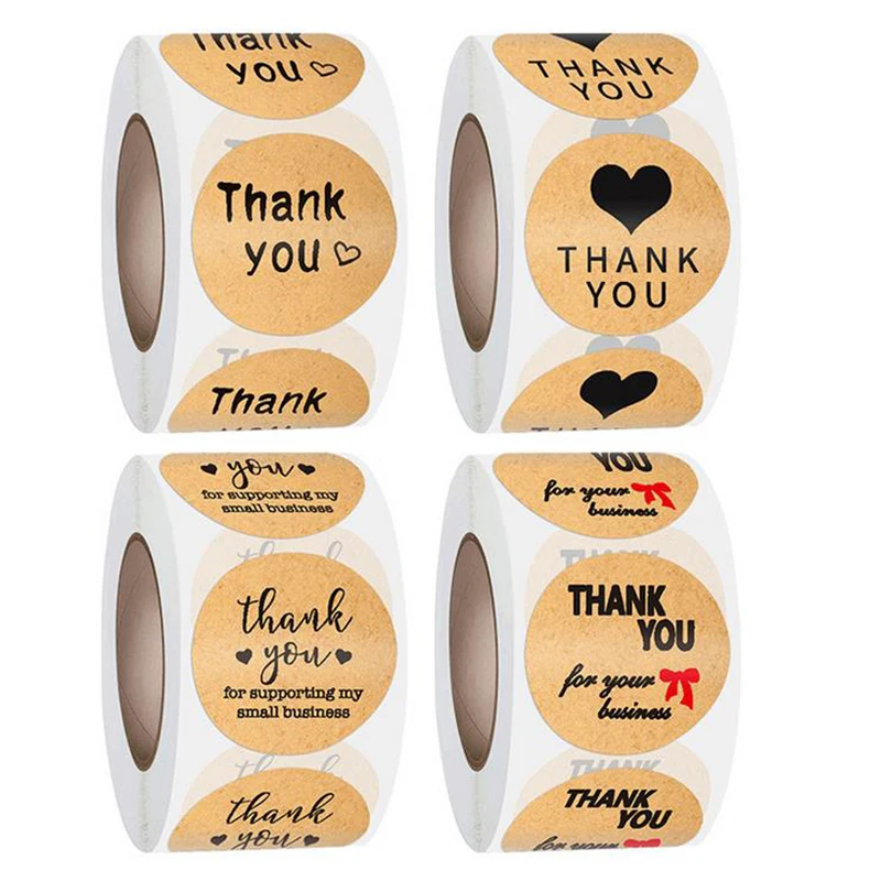 

500pcs 1inch Thank You Stickers Round Seal Label Stationery Stickers Wedding Birthday Party Decoration Handmade Christmas Gifts