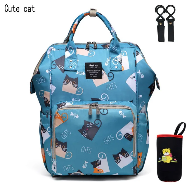 Cute cat Модная мама Материнство сумка для переноски подгузников Водонепроницаемый сумка для подгузников; рюкзак для путешествий USB большой Ёмкость сумка-рюкзак для ухода за ребенком - Цвет: Cute cat