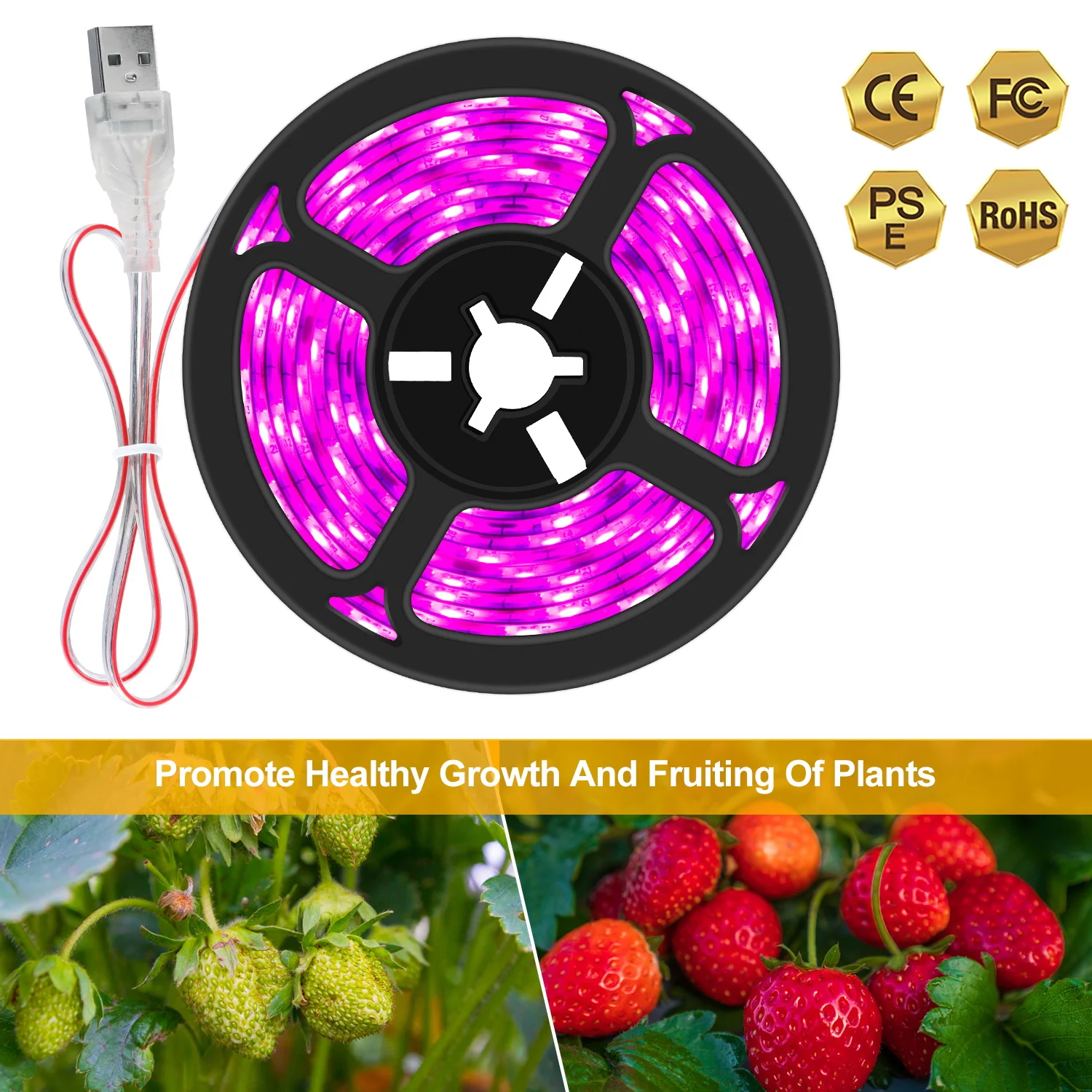 Plant Grow Strip Light Full Spectrum 0.5M 1M 2M 3M USB Phyto Tape Indoor Seed Growth Waterproof For Greenhouse Hydroponic Plants | Лампы и