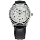 Часы мужские и женские WINNER, с календарем, циферблат белый, серебристый корпус, черный кожаный ремешок, автоматические механические часы