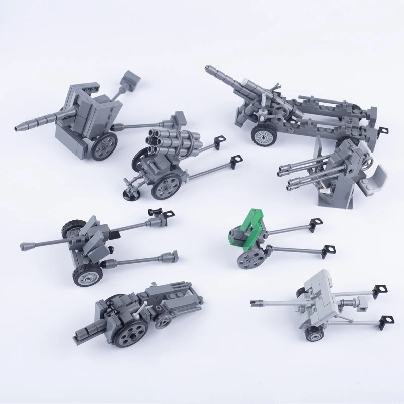 Строительные блоки MOC WW2 немецкие пушки артиллерийское военное оружие детали для