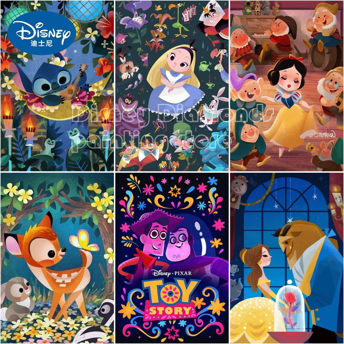 

Disney Famous Cartoon Movie Poster Princess Diy Digital Oil Painting Full Dill Children Crafts Wall Decoration Gift