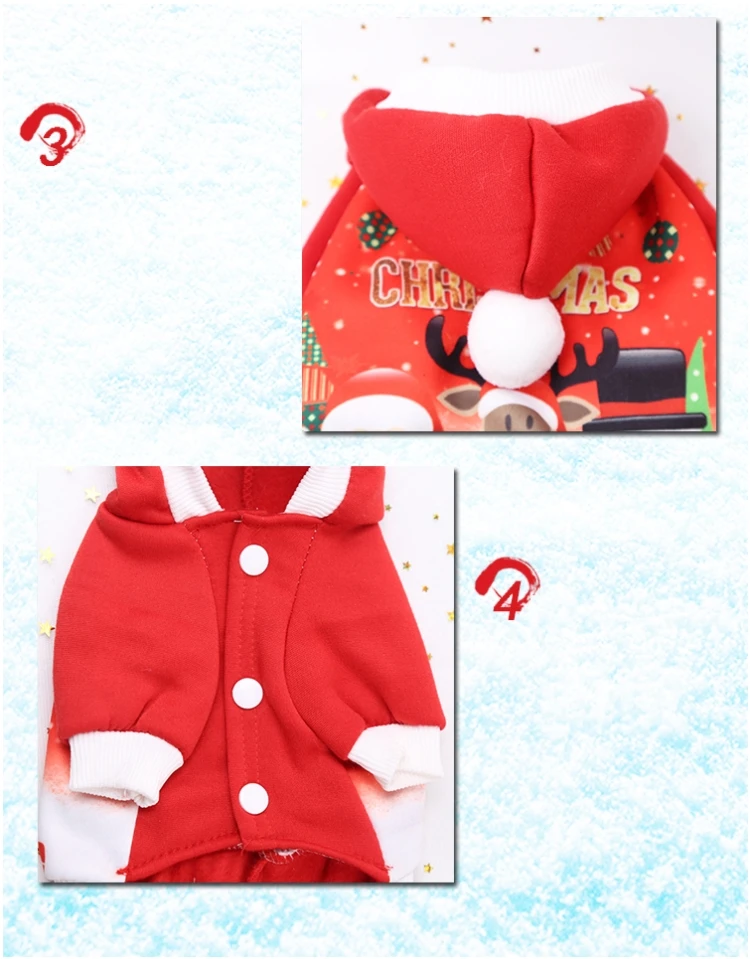 Dog Clothes Pet Dog Christmas Jacket Winter Warm Thick Cute Cartoon Small Dog Cloth Costume Dress apparel Puppy Kitten costume