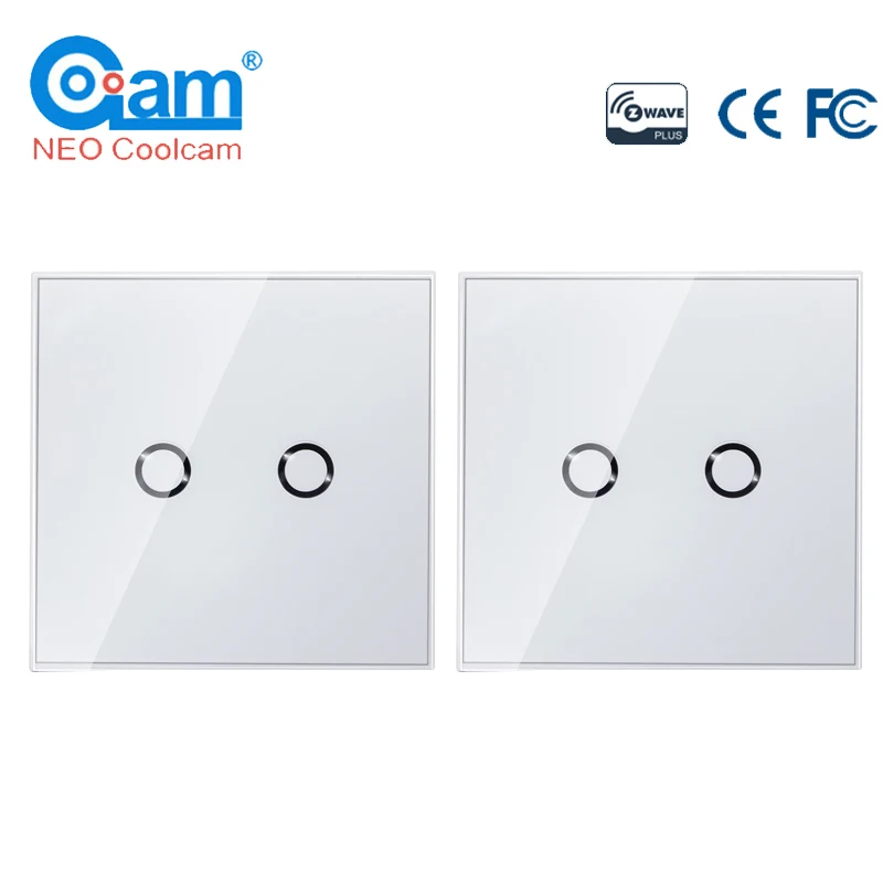 NEO Coolcam Z-Wave Plus 2pcs/lot 2CH EU Smart Light Switch in Wall Touch Lighting Compatiable With Fibaro Smartthings - купить по