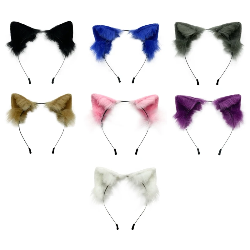 

Y1UE Plush Headbands Furry Animal Cat Ears Hairbands Kitten Ears Hair Hoop Cosplay Headpiece Halloween Party Supplies