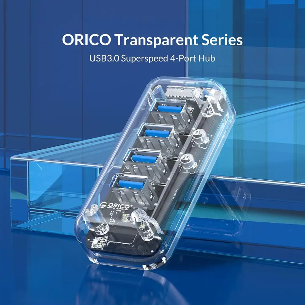 orico usb3 0 hub multiple shapes 4 7 port high speed splitter micro usb power port for laptop pc otg adapter transparent series free global shipping