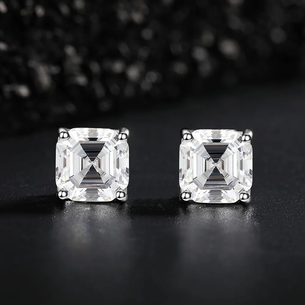 

Серьги-гвоздики из серебра 925 пробы с муассанитом, 7 х7 мм