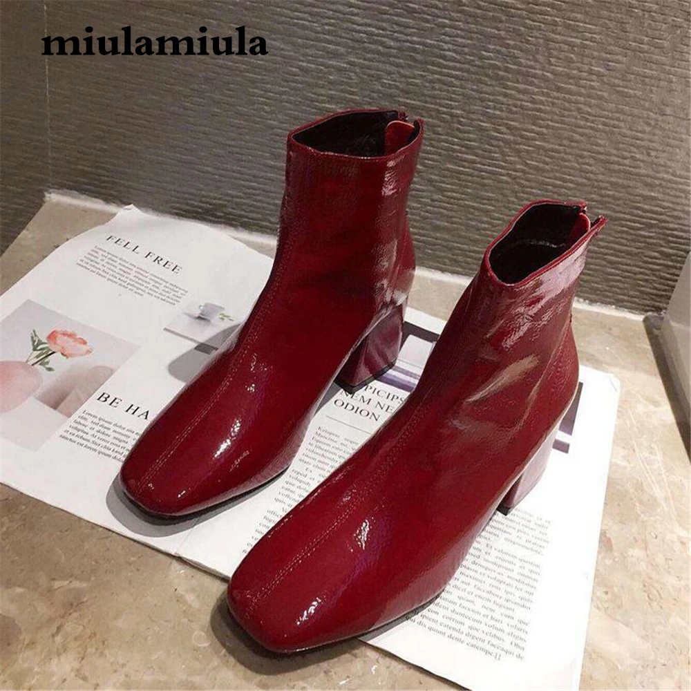 Miulamiula/Новинка 2019 года женские ботинки на молнии мотоциклетные Ботинки каблуке