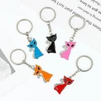 cute animal keychain black white red blue cat keychain ladies car bag accessories key ring friend gift llaveros