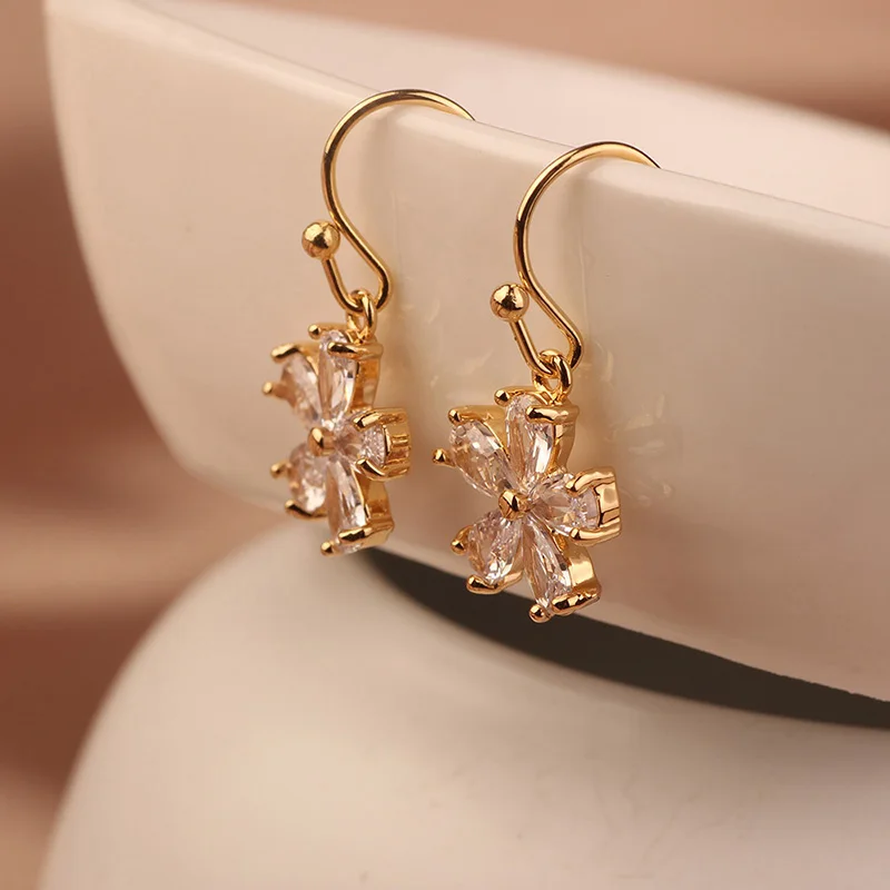 MYWINY медные цветы ювелирные изделия циркон серьги для женщин|Серьги-подвески| |