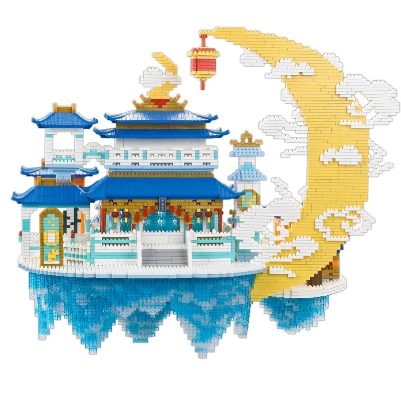

China Mythological architecture micro daimond block Moon palace building bricks assemble toy nanobricks collection for gifts