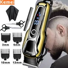 Машинка для стрижки волос Kemei, профессиональная электрическая Беспроводная Машинка для волос, светодиодный дисплей, 4 шт.