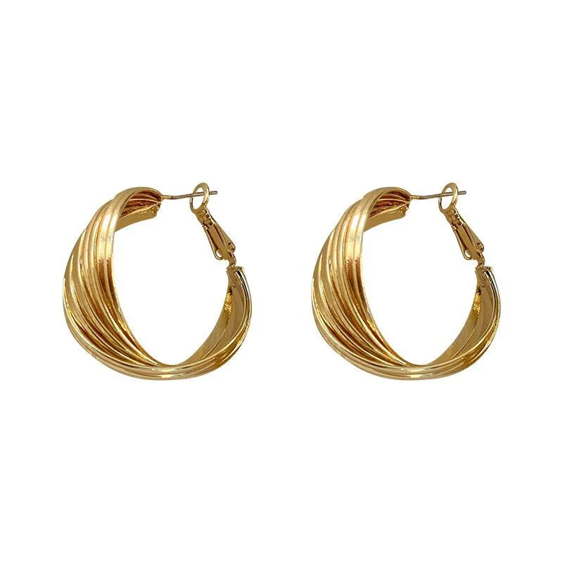 

Golden Big hoop Earrings Korean Geometry Metal Gold Earrings For women Female Retro Drop Earrings 2021 Trend Fashion Jewelry