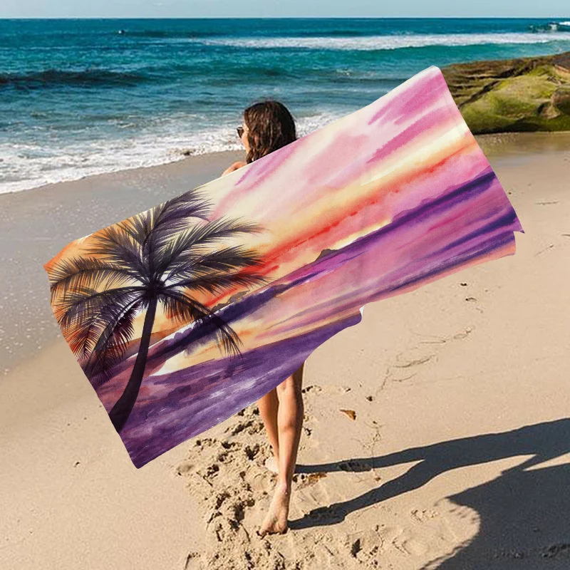 

Sand Free Quick Dry Beach Towel Microfiber Bath Summer Cushion Swimming Ocean Palm Tree Flamingo Pattern Sport Pool Yoga 160*80