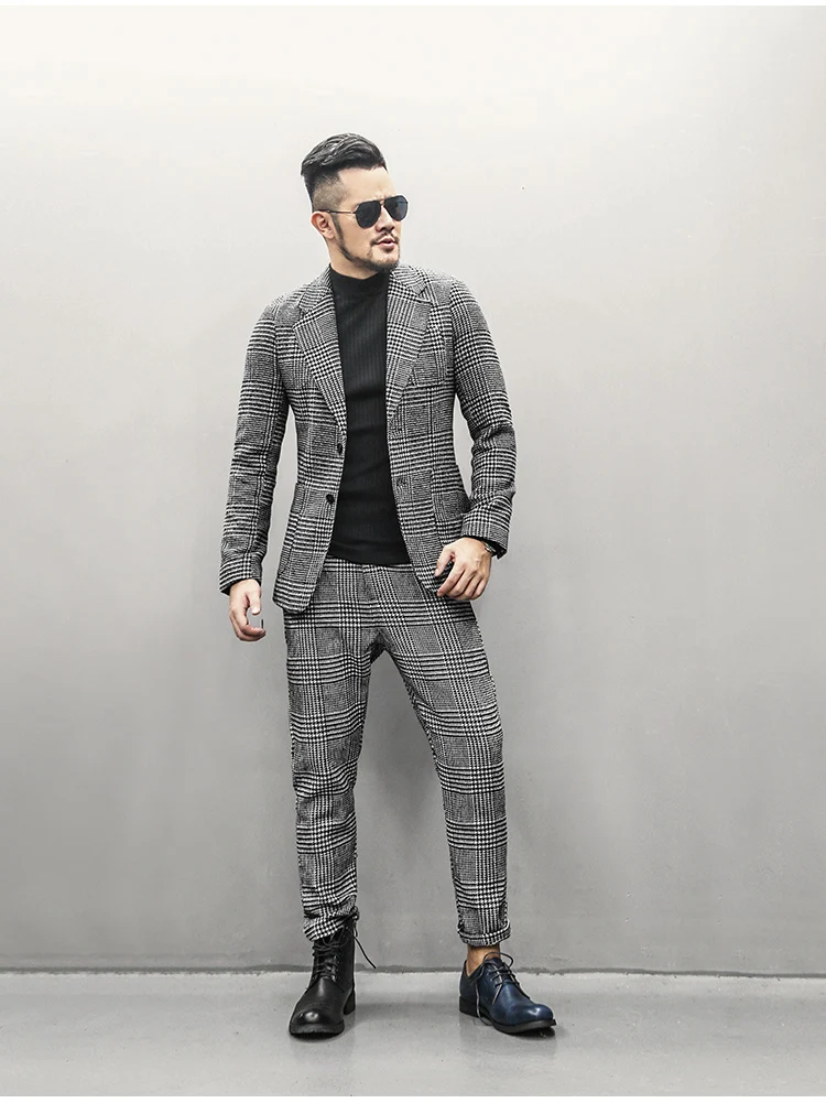 Новая Англия Стиль Весна Для мужчин Slim Fit прямые длинные Штаны мужской Повседневное в полоску Узкие повседневные штаны бизнес модные брюки K681
