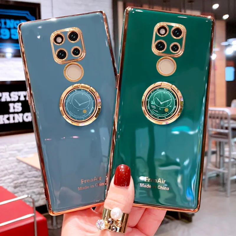 Силиконовый чехол с кольцом-держателем для Huawei P50 P40 Lite E P30 Lite P20 Mate 40 Plus 30 Pro 20X 20 Nova 8 7SE