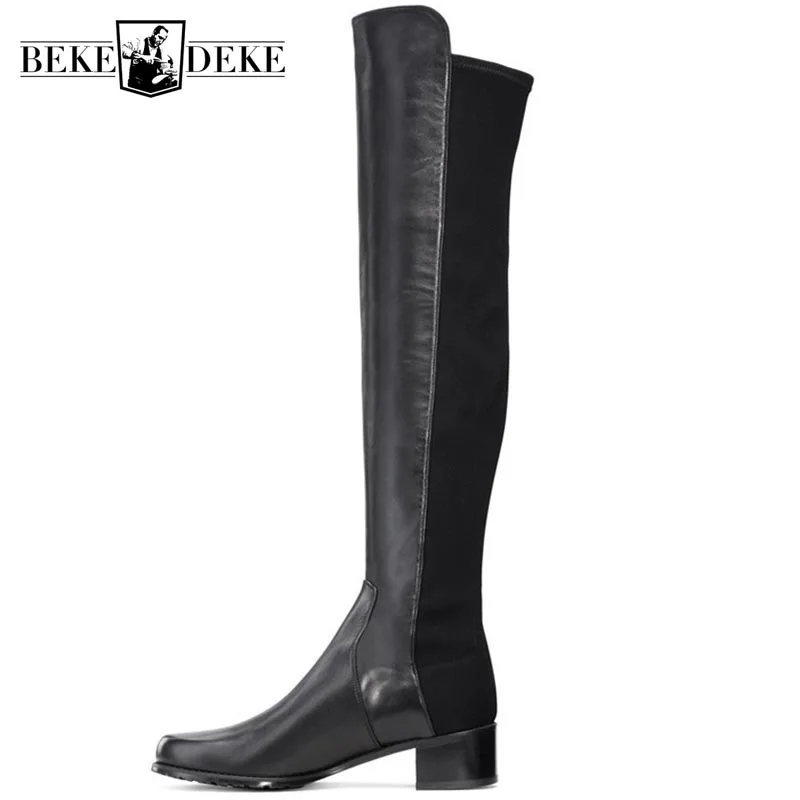 Пикантные зимние женские сапоги выше колена роскошные высокие из овечьей кожи
