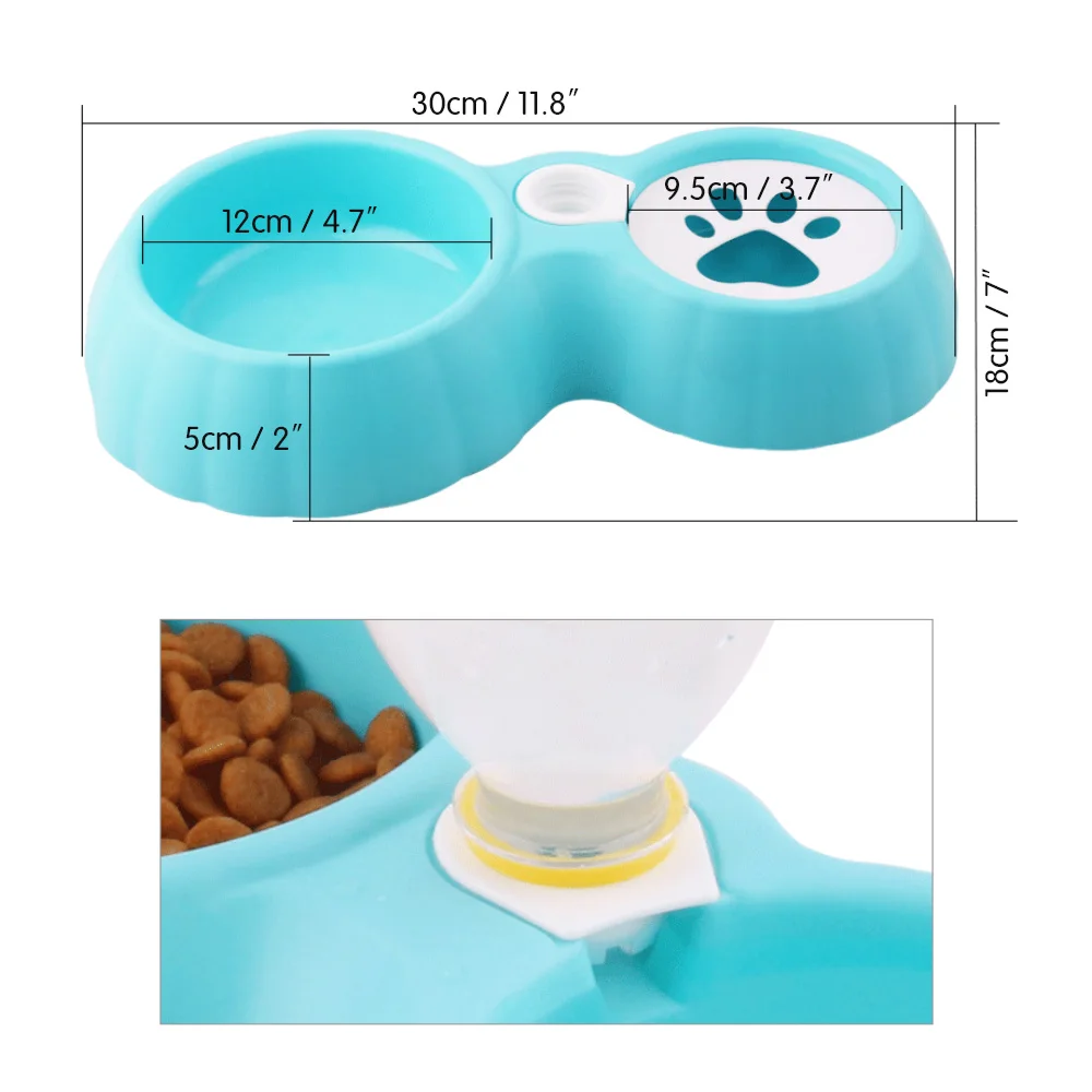

Pet Cat Bowl Automatic Double Bowls Food Water Dispenser Cat Food Bowl Raised Drinking Stand Dog Cat Bowl Pet Supplies