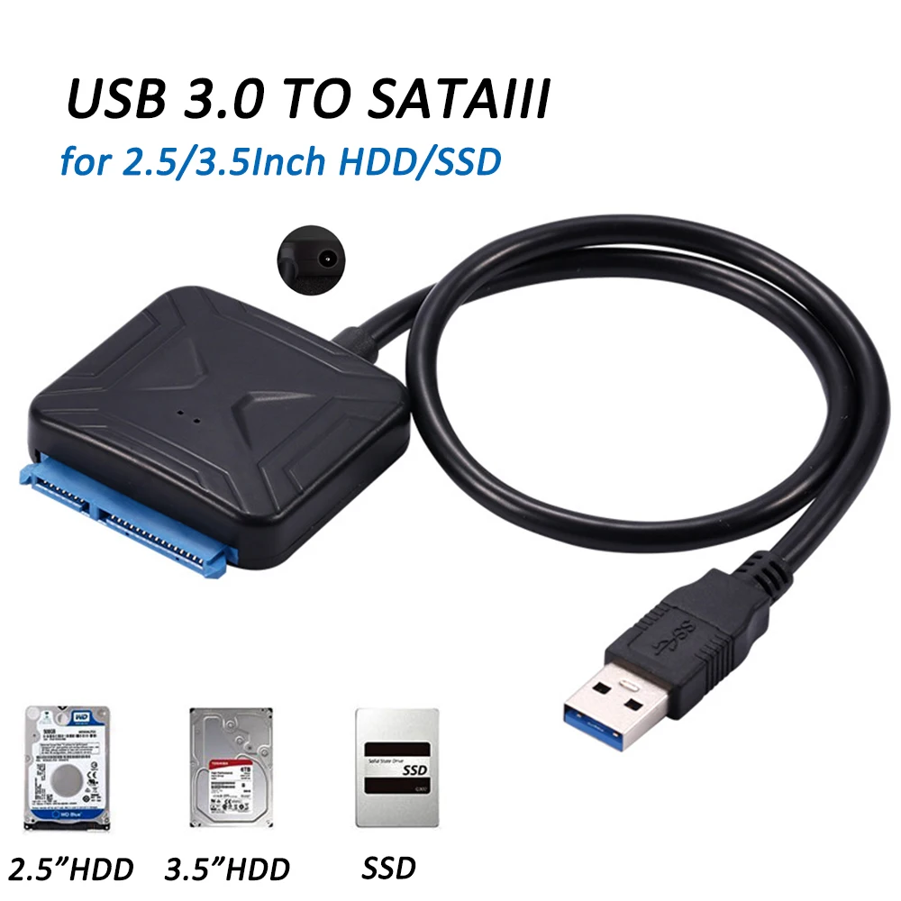 Converter 22 Pin SATA III to USB Cable USB 3.0 to SATA Adapter Cable Connector for 2.5 3.5 Inch External HDD SSD for PC Computer