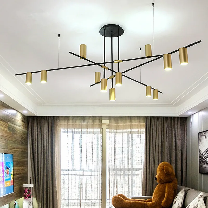 

Nordic Gold / Black Metal GU10 Led Chandelier Rotatable Branch Led Chandelier Lighting Rod Pendant Chandelier Lamparas Fixtures