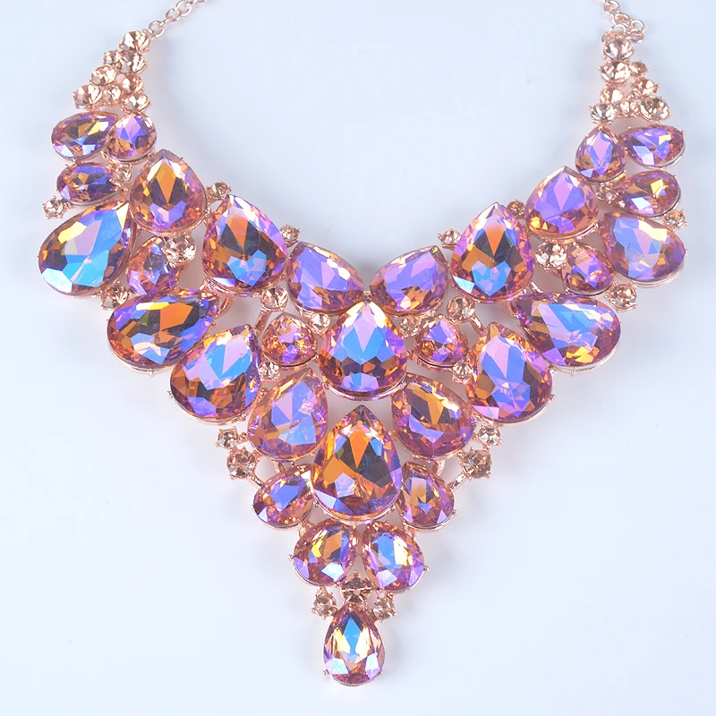 Роскошное простое ожерелье серьги набор ювелирных изделий вечерние свадебные