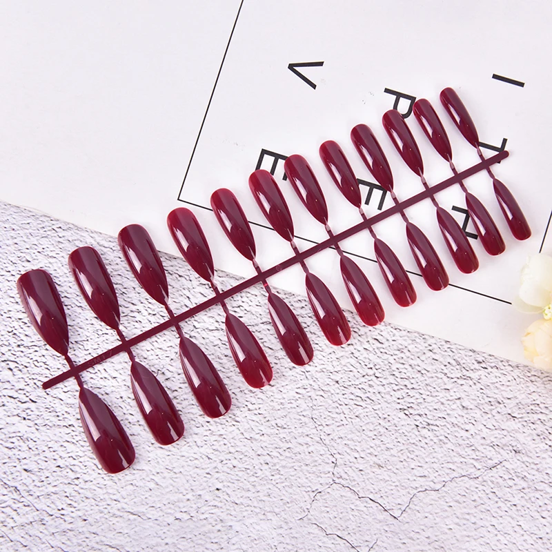 

Накладные ногти с клеем для женщин, украшения для ногтей, 24 шт., накладные ногти, однотонные, матовые, полное покрытие, длинные Типсы