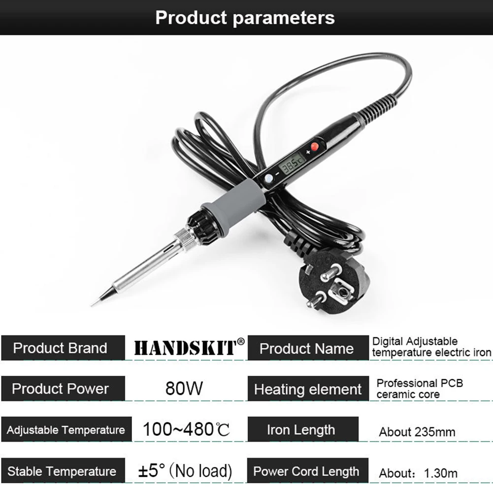 

Handskit Soldering Iron with regulator Tin soldering iron electric 220V 80W Digital Soldeirng Iron 5 tips welding Tools