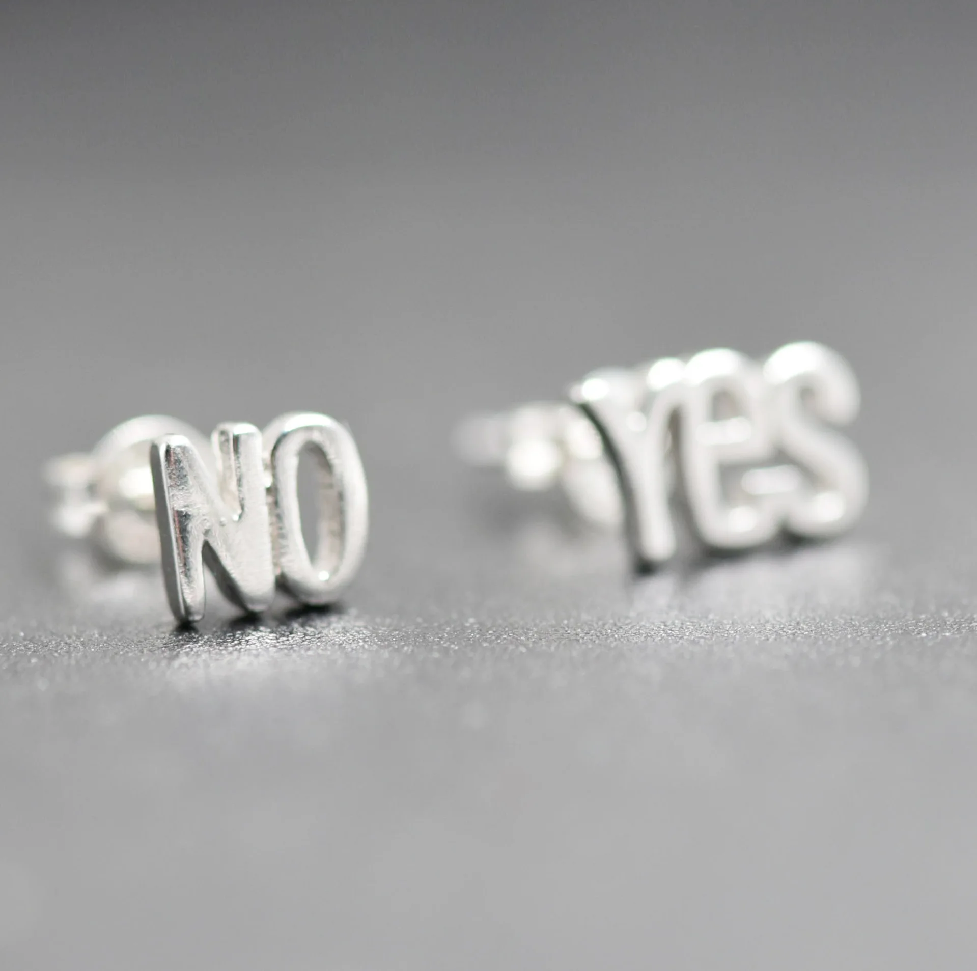 

AIYANISHI 925 Sterling Silver Yes No Stud Earrings Genuine Real Pure Solid 925 Sterling Silver Stud Female Earrings Bijoux Gift