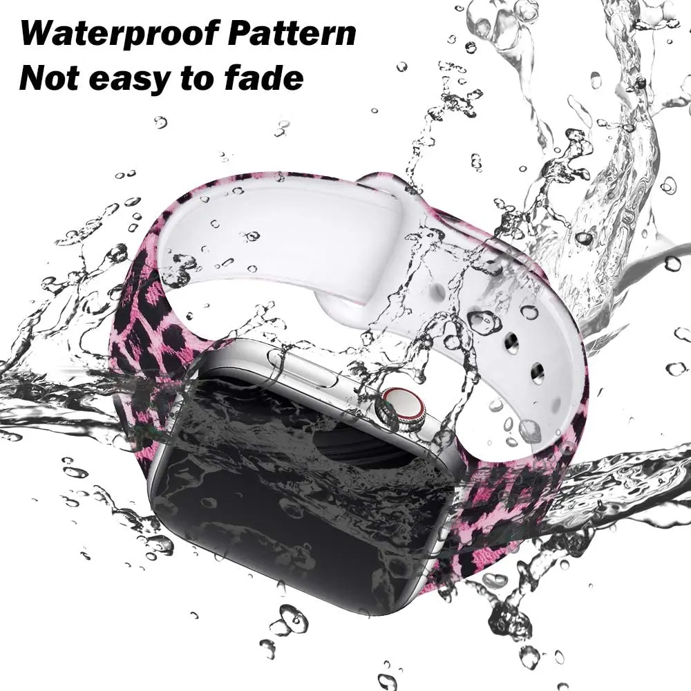 Silicone woman bracelet belt Leopard strap for Apple watch band 44mm 40mm 42mm 38mm for iwatch series se 1 2 3 4 5 6 Accessories