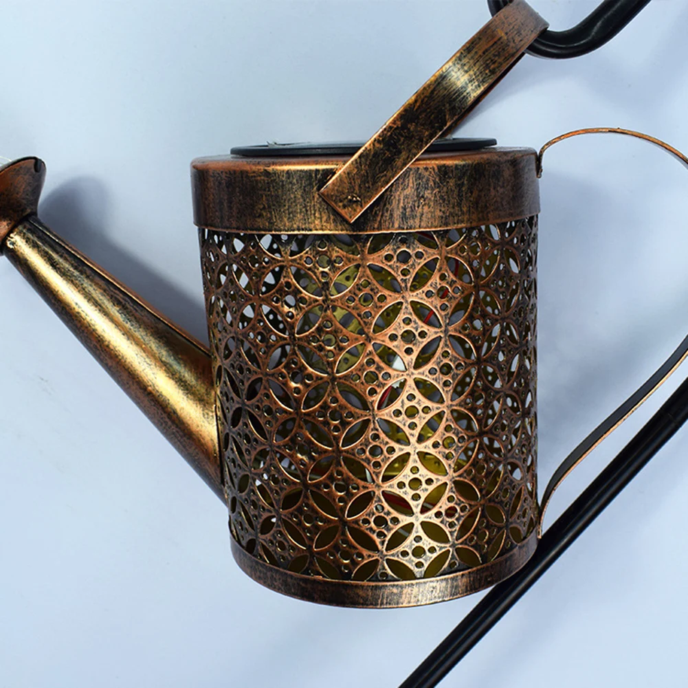 

Outdoor Solar Watering Can Ornament Lamp Garden Art Light Decoration Hollow-out Iron Shower LED Lights String Garden Decorations